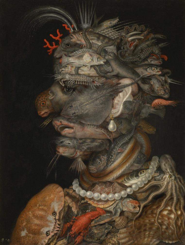 Fish Sea Life Composite Head Surreal Portrait Statue by Arcimboldo 4.5H - Museumize.com