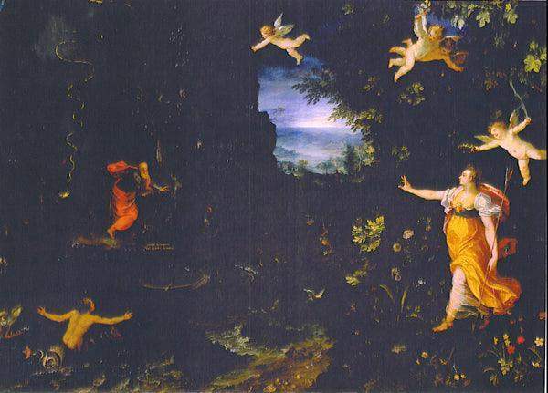 Two Cherubs in Flight Putti Flying in Sky Pin - Museumize.com