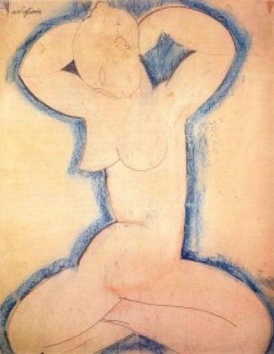 Modigliani Caryatide Female Nude Arms Raised White Statue 8.75H - Museumize.com