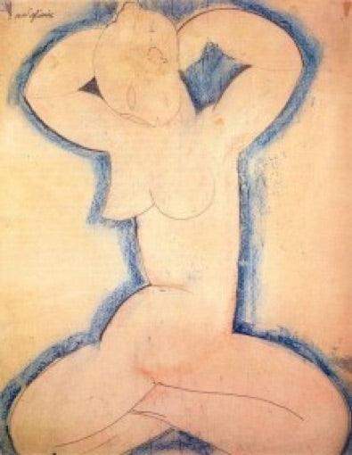 Modigliani Caryatide Female Nude Arms Raised White Statue 8.75H - Museumize.com