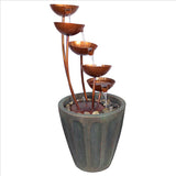 Copper Flowers in Pot Cascading Waterfall Midcentury Fountain Five Levels 33.5H