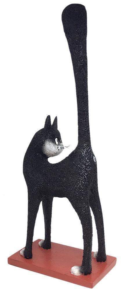 Cat Backside Third Eye View from Behind Humorous Cat Statue with Tail Up by Dubout 9.25H - Museumize.com