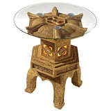 Asian Pagoda Tranquil Illuminated Side Table with Glass 20H