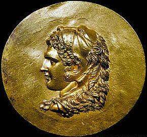 Alexander the Great Coin Replica Pierced Drop Dangle Earrings, Gold - Museumize.com
