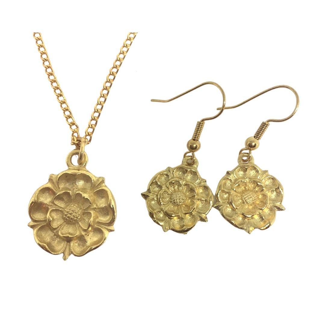 Tudor Rose English Royalty Monarchy Renaissance Costume Pendant Necklace - Museumize.com