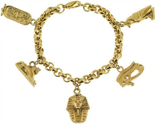 Egyptian Charm Bracelet Five Sacred Symbols Museum Jewelry 7.5L - Museumize.com