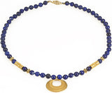 Museumize:Precolumbian Nose Ornament Necklace with Beads 16L, Assorted Colors,blue lapis