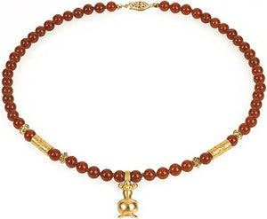 Museumize:Precolumbian Poporo Necklace with Beads, Assorted Colors,red carnelian