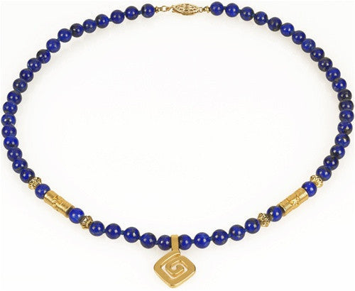 Precolumbian Spiral Necklace with Red or Blue Beads, Assorted Colors - Museumize.com