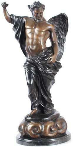 Archangel St Michael Standing on Clouds Statue Bronze Metal 19H - Museumize.com