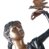 Museumize:French Lady with Bird Statue, Lost Wax Bronze - 7928