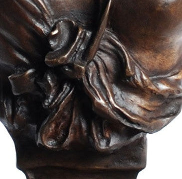 Maiden Woman Long Hair Bust Statue Lost Wax Bronze Metal 17H - Museumize.com