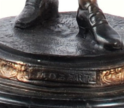 Mozart Playing the Violin Statue Lost Wax Bronze Metal 16H - Museumize.com