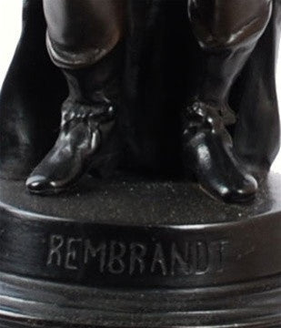 Rembrandt Standing Statue Lost Wax Bronze Metal 20H - Museumize.com