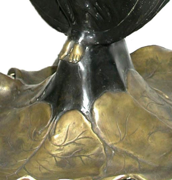 Two Ladies Forming a Flower Vase Large Lost Wax Bronze Metal 23H - Museumize.com