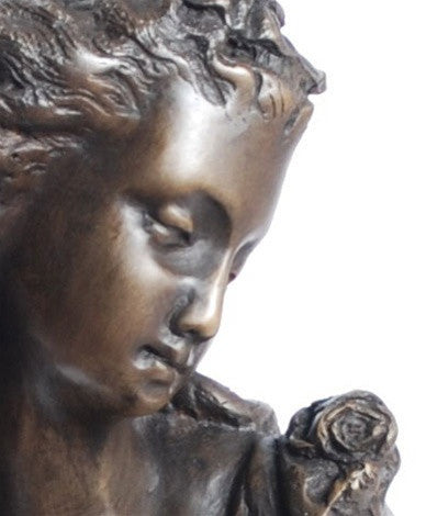 Victorian Girl Bust Lost Wax Bronze Metal 12H - Museumize.com