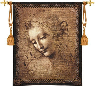 Female Head Renaissance Woman Portrait by Leonardo da Vinci Tapestry - Museumize.com