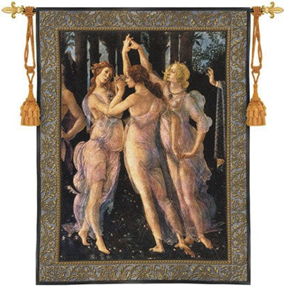 Three Graces by Botticelli Renaissance Woven Wall Tapestry 53H - Museumize.com