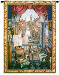 Museumize:Venice Canals View from a Window Wall Tapestry 53L - 8158