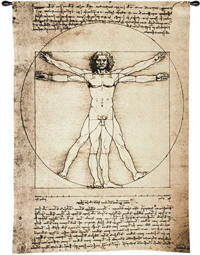 Vitruvian Man Universal Man by Leonardo da Vinci Wall Tapestry 37W x 53H - Museumize.com