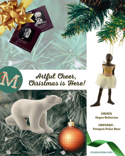 Degas Little Dancer & Pompon Polar Bear Christmas Tree Ornaments - Museumize.com