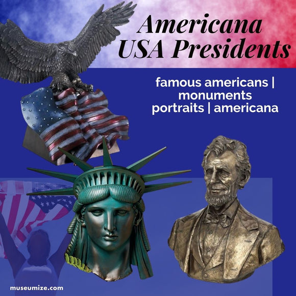 american art, famous US presidents, bald eagle, Lincoln, statue of liberty