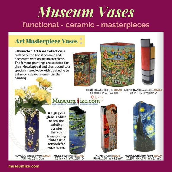 museum flower vases, ceramic famous paintings on vases, parastone silhouette