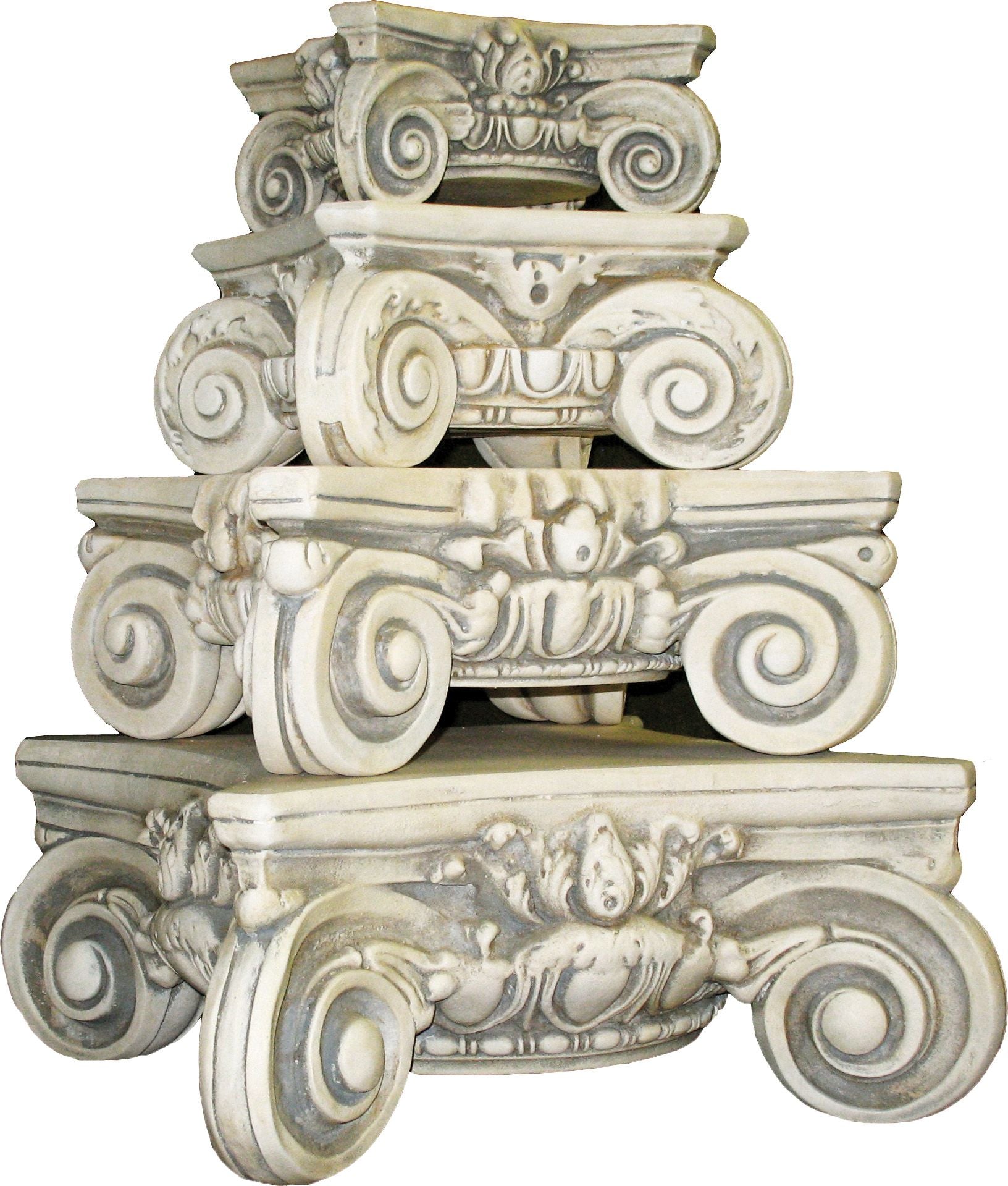 Decorative grey white architectural riser with intricate ionic carvings from classical times by Museumize.com