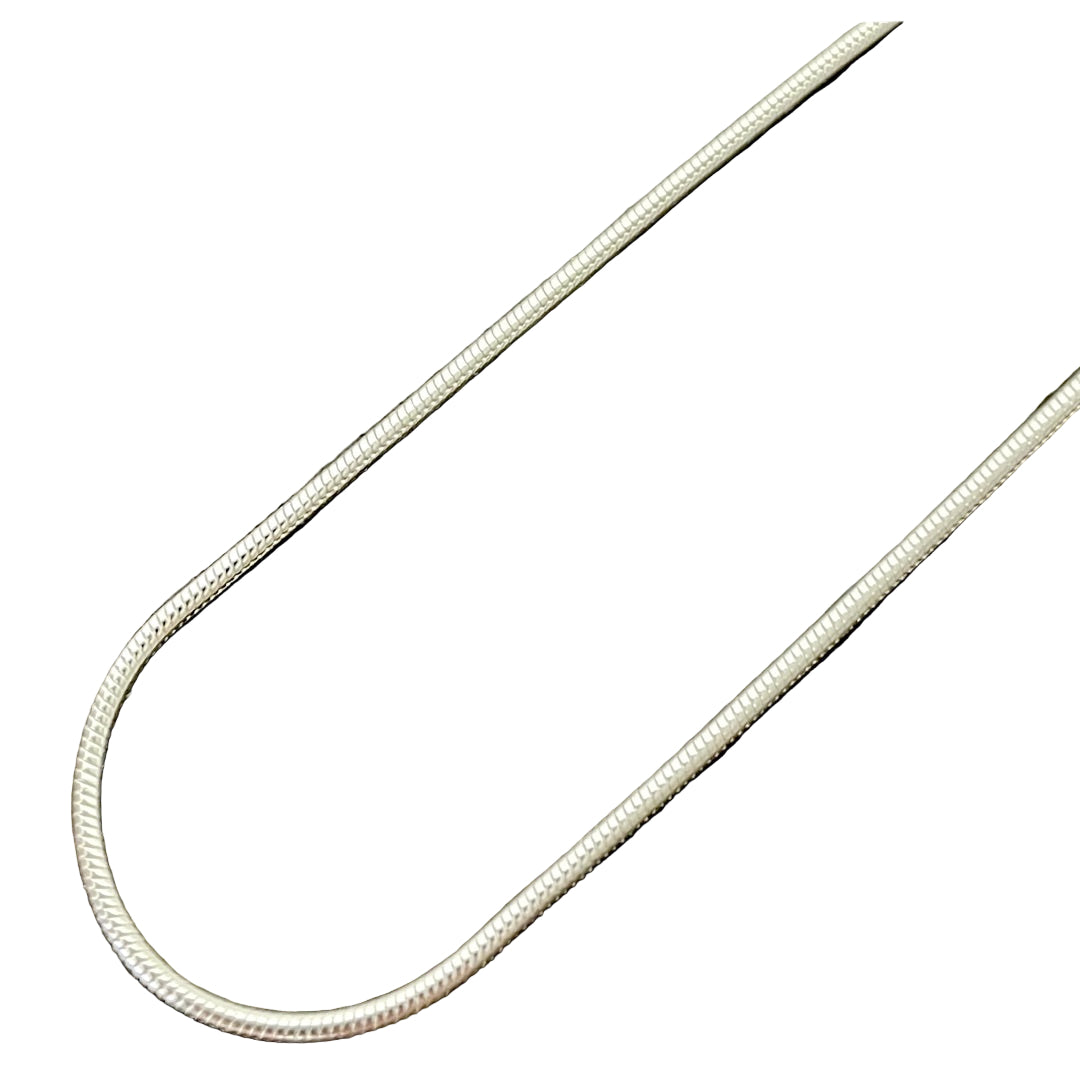 Silver Plated Necklace Chain with Snake Links, 18 inches long, flexible and tangle resistent