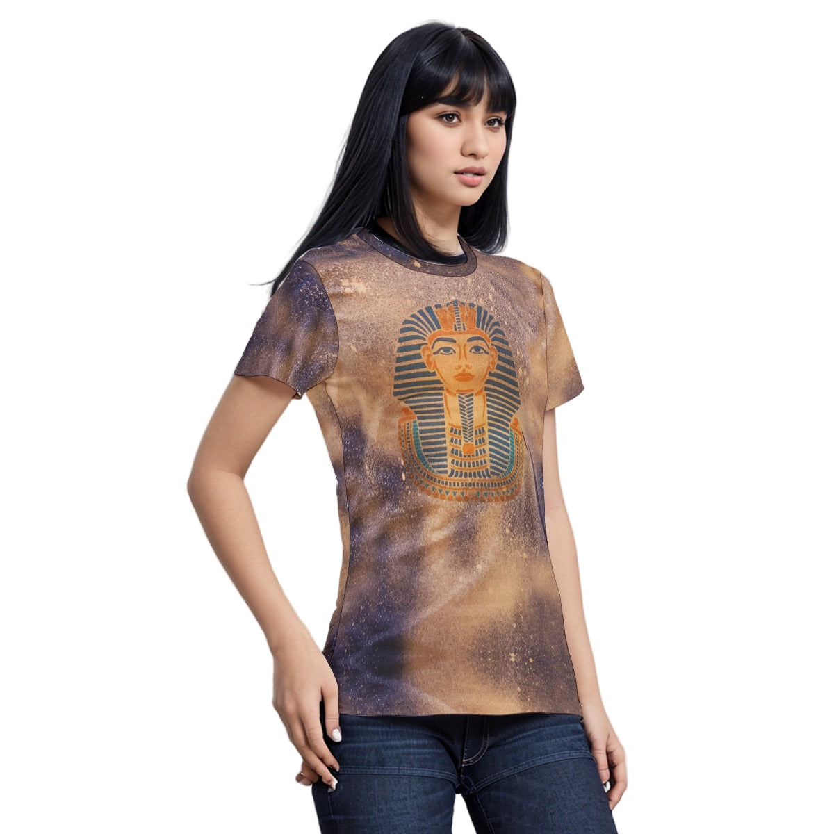 side view King Tut Egyptian pharaoh design tshirt 100% cotton