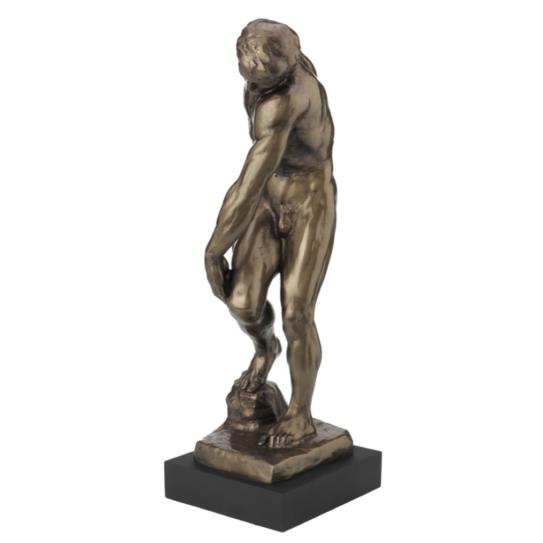 Adam from Gates of Hell statue by Rodin, front view showing expressive pose