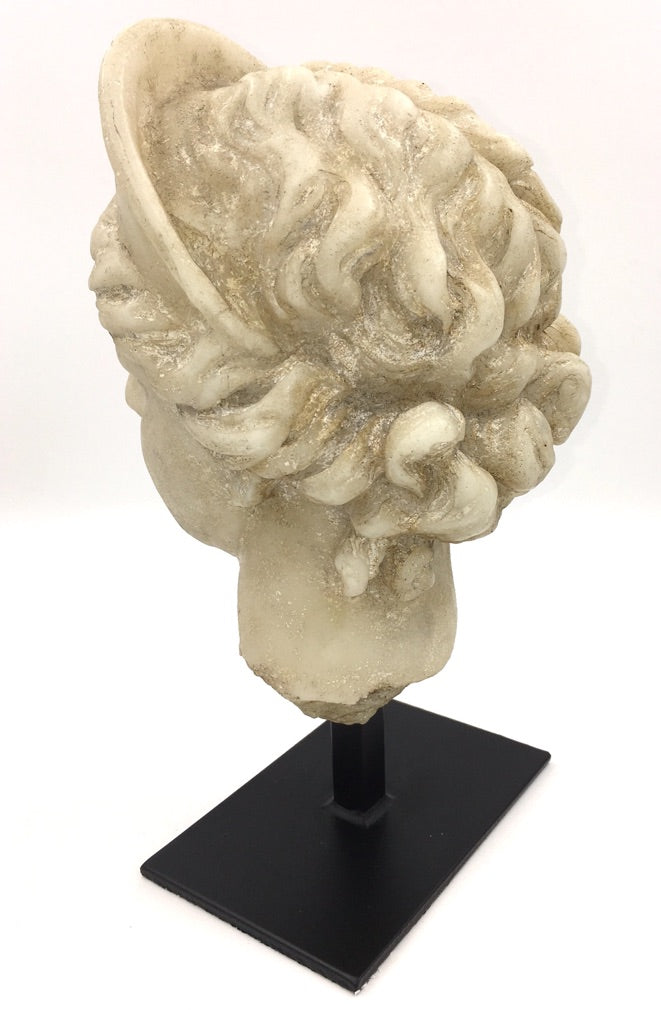 Ancient marble bust replica of Aphrodite maiden goddess, bonded stone, removable black stand T87940