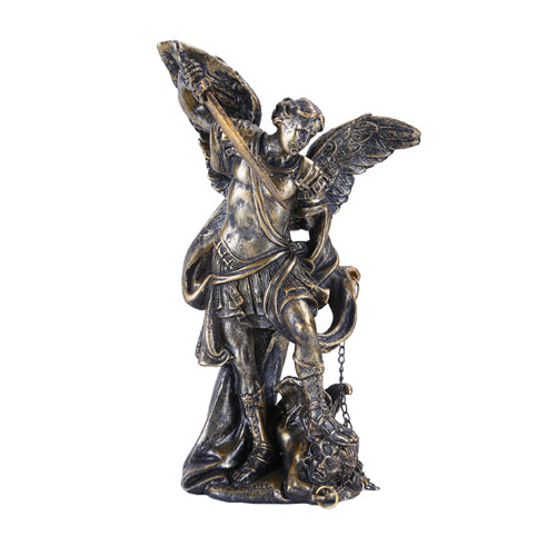 Miniature Statue - Archangel Michael Slaying The Devil Bronze Finish 4.75H