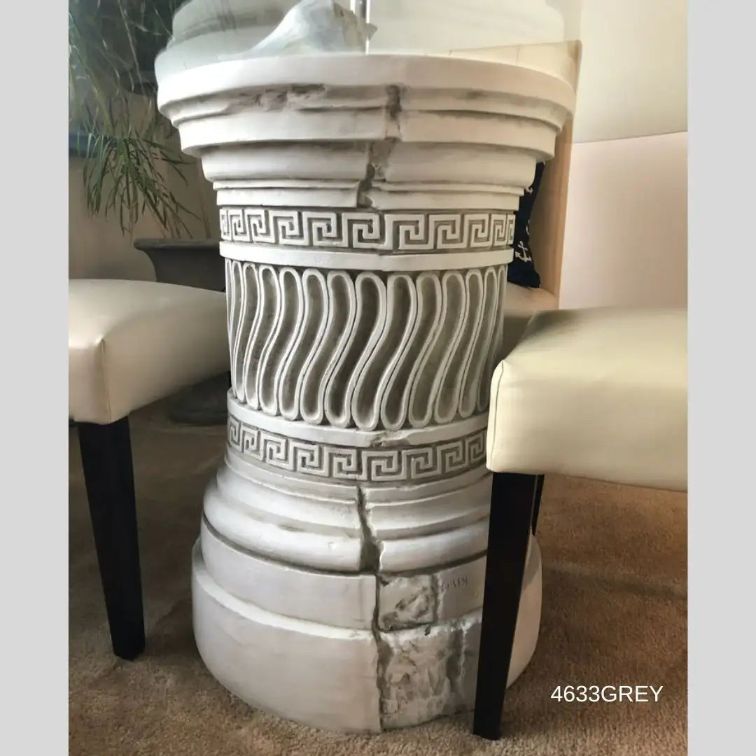 Greek Column Dining Table Base, aged looking, made in USA, white with grey