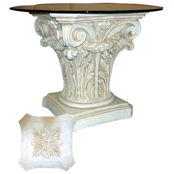 Museumize:Corinthian with Swag Dining Table Base 29.5H,Museum White