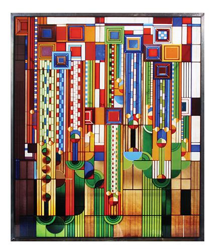 Saguaro Forms Cactus Flowers Stained Glass by Frank Lloyd Wright - Hanging