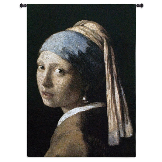 Vermeer Girl with Pearl Earring Woven Wall Hanging Cotton Tapestry 38W x 53H - Museumize.com