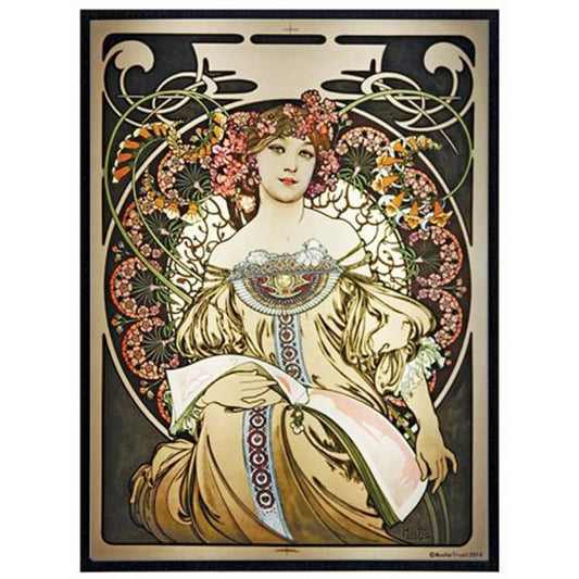 Reverie Lady Art Nouveau Stained Glass by Mucha 12H