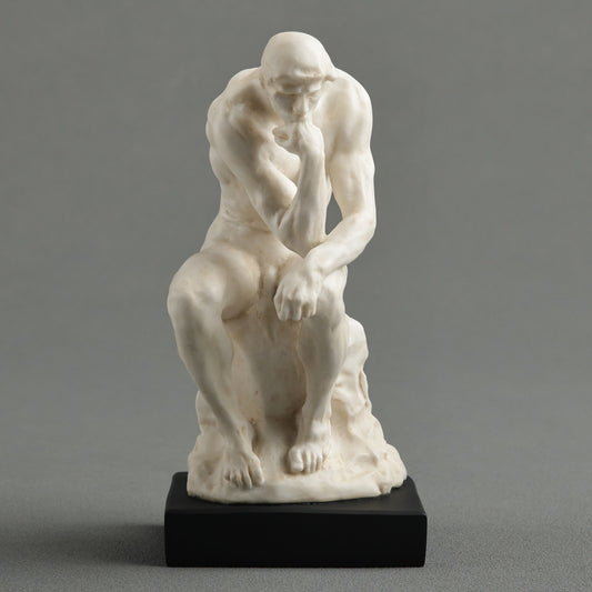 Rodin The Thinker desk statue, white with black base