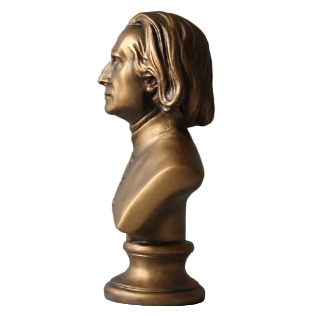 Liszt Composer Portrait Bust Small 11H, Bronze Finish