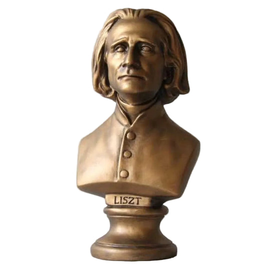 Liszt Composer Portrait Bust Small 11H, Bronze Finish