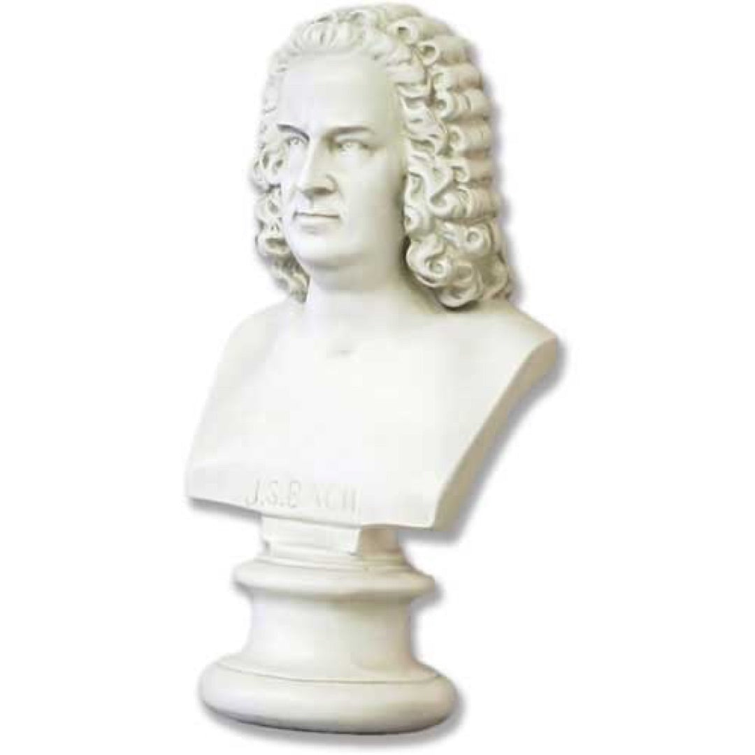 Marble-style bust sculpture of J.S. Bach
