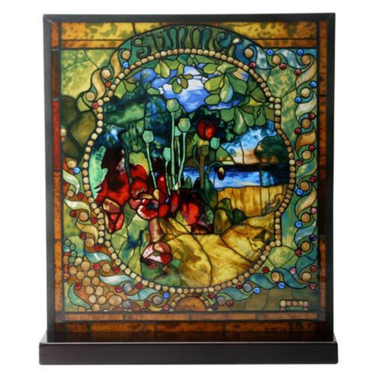 Tiffany Summer Four Seasons with Base Stained Glass 9.4H