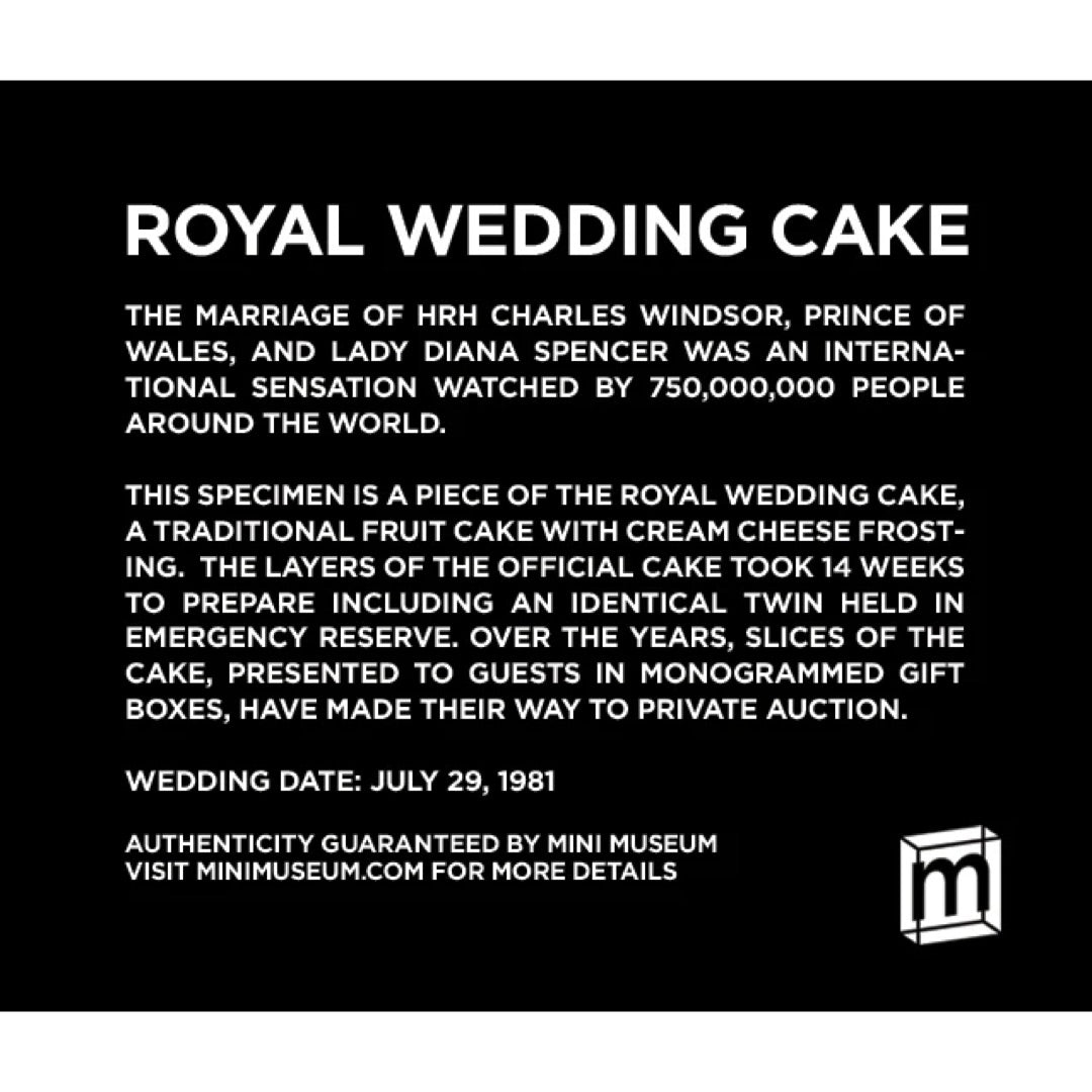 Authentic royal wedding memorabilia with certificate of authenticity and detailed historical documentation card