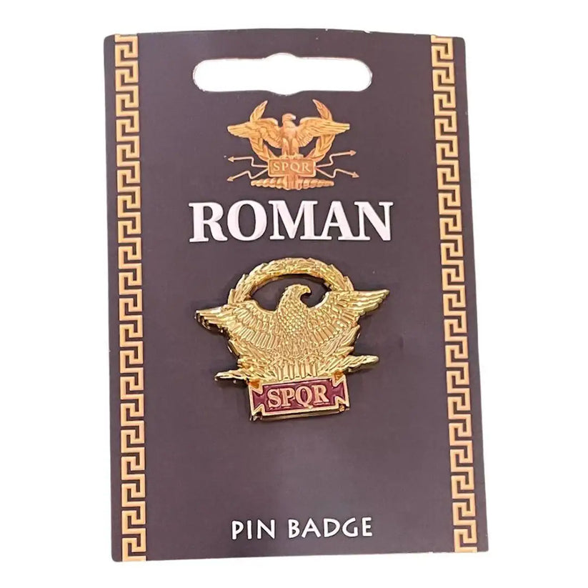 Roman SPQR Military Pin Badge with Eagle Laurel Wreath and Enameled Re ...
