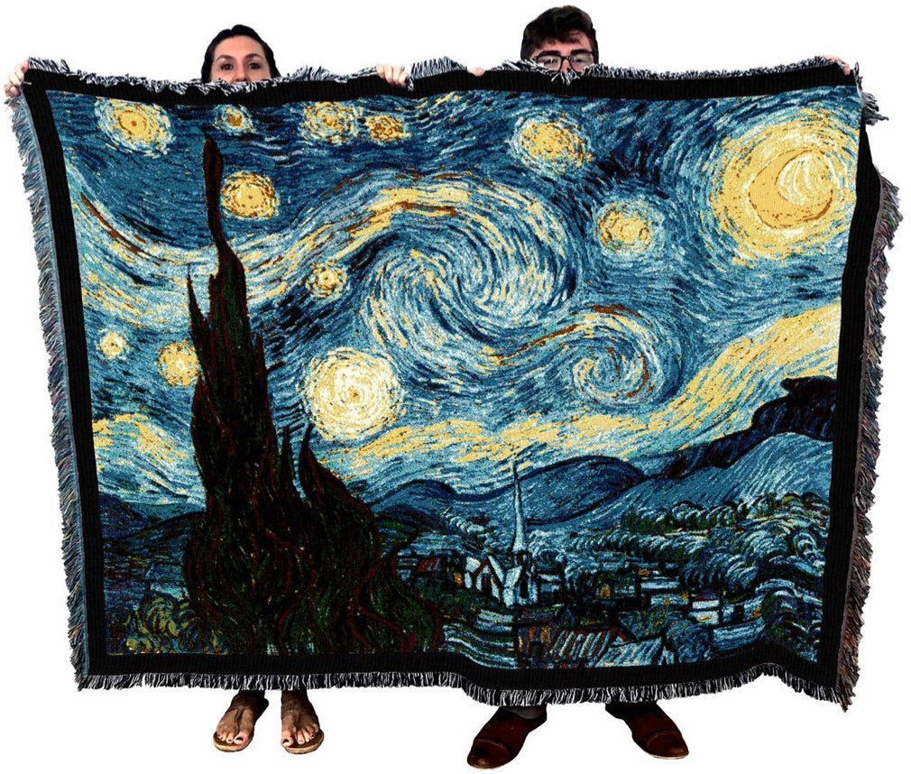 Van Gogh Starry Night Tapestry Throw Blanket with Fringe 72 x 54