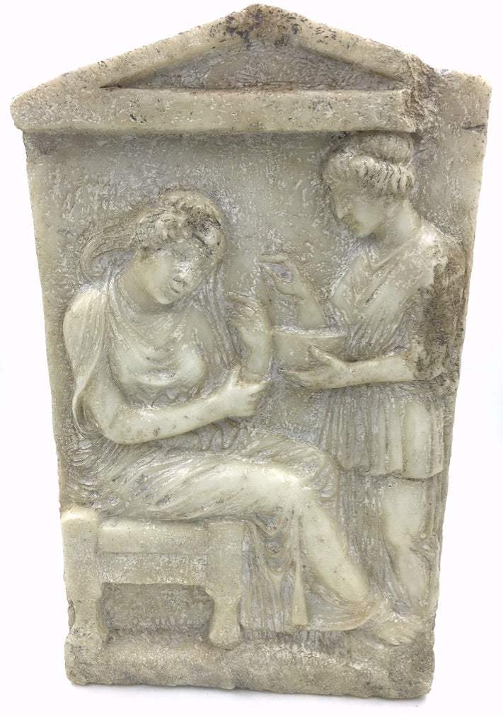 Greek Tombstone Stele of Glykylla Wall Hanging Relief 15.25H