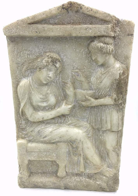 Greek Tombstone Stele of Glykylla Wall Hanging Relief 15.25H