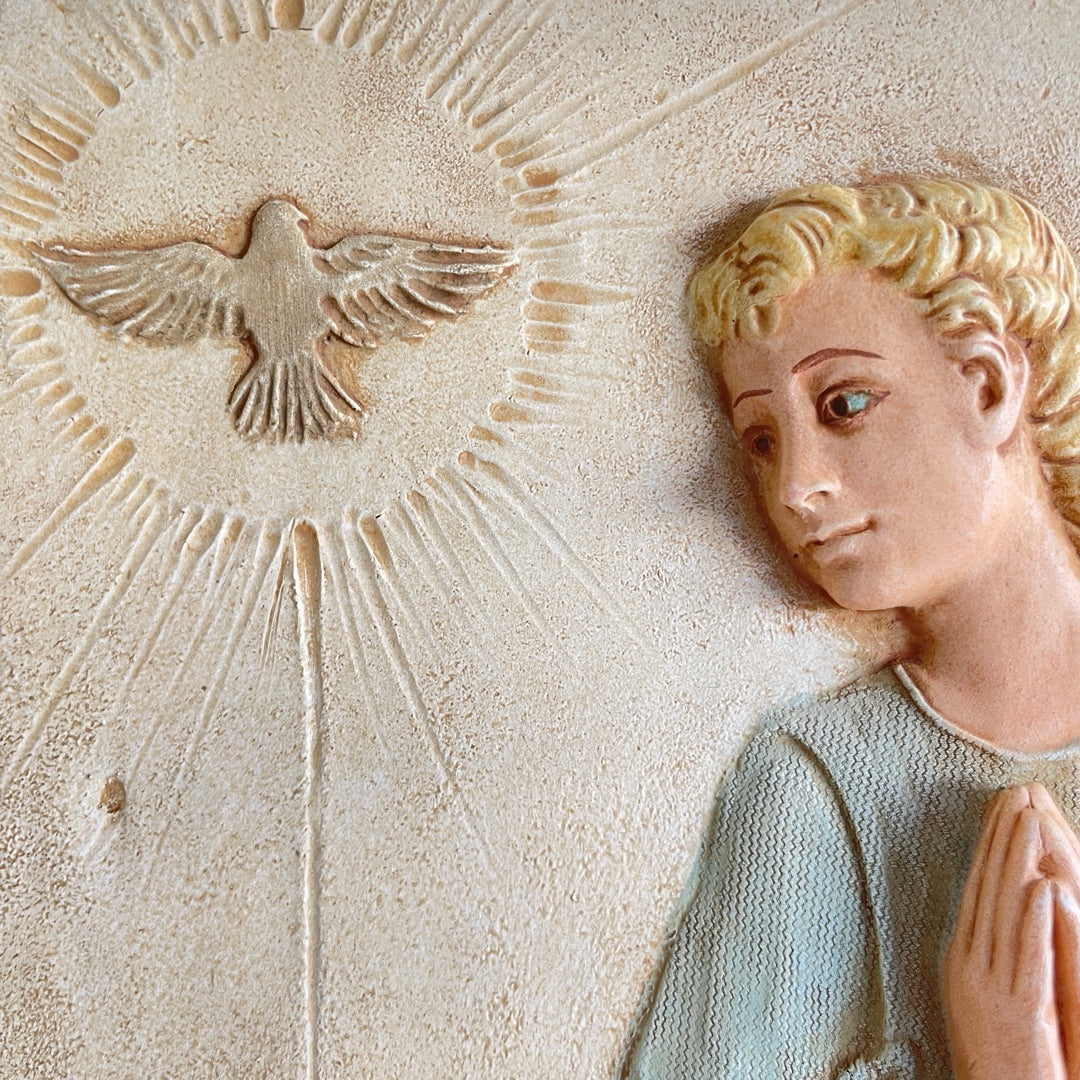Archangel Gabriel Relief, Praying Angel Wall Hanging, 13 in