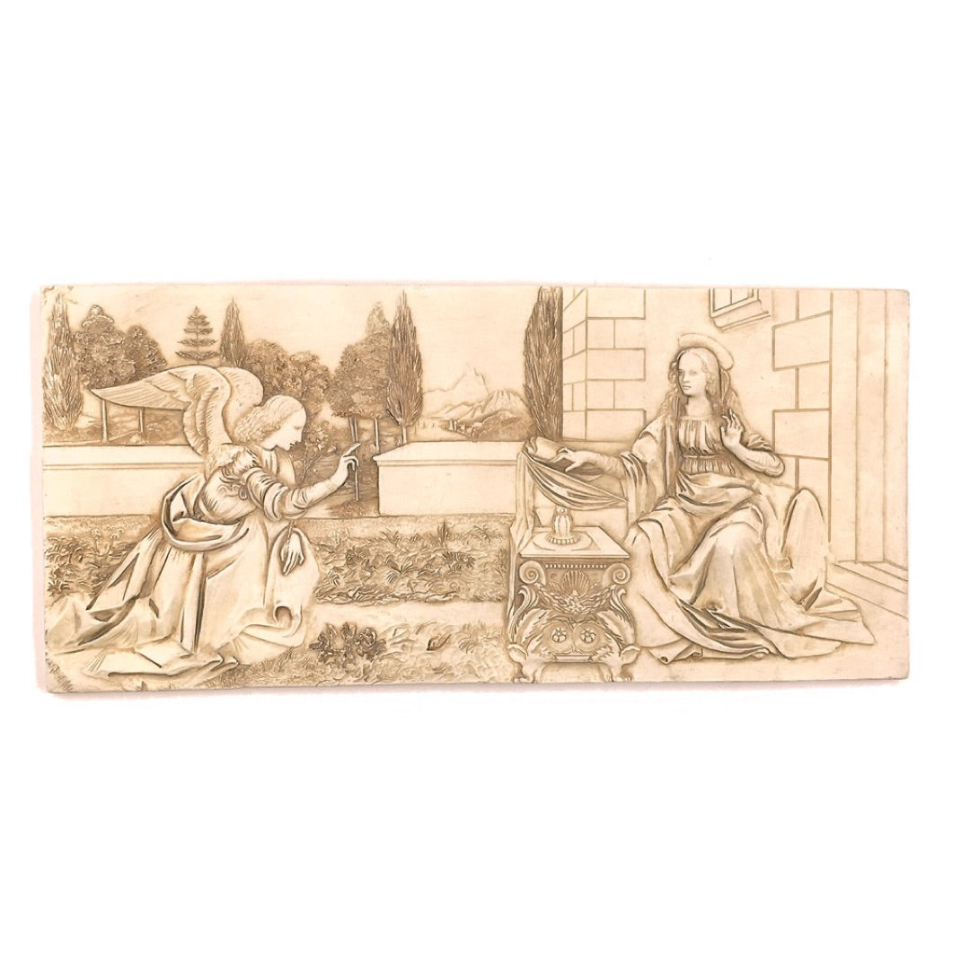 Annunciation Archangel Gabriel Kneels before Mary Christian Bible Wall Hanging by DaVinci 15.5W - Museumize.com